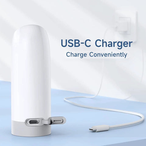 Back view of Ultra Compact Portable Bidet With High Pressure Water Spray Rechargeable Electric Travel Bidet with USB-C charging cable