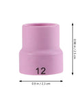 Premium Pink Ceramic Tig Welding Cups With Nozzle Accessories Heat And Wear Resistant Gas Lens Shielding Kit side view with size markings.