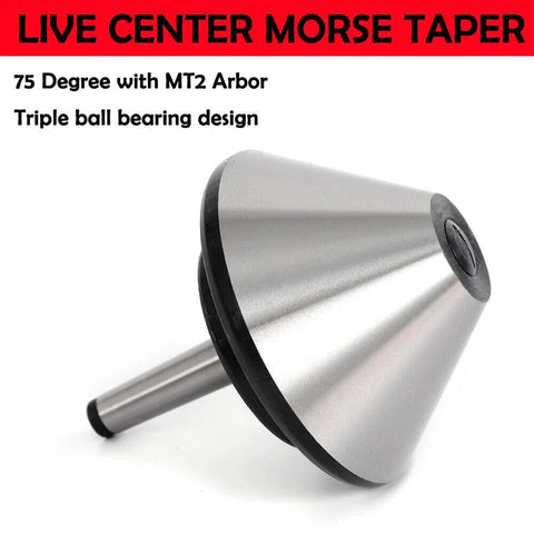 Bull Nose Live Center MT2 Morse Taper For Lathe 4.66 Inch Diameter 120mm 75 Degree Bull Nose High Precision Durable