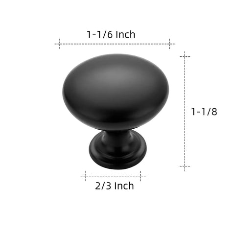 45 Pack Matte Black Cabinet Knobs And Drawer Pulls For Kitchen Cabinets Cupboards And Dressers Euro Style Door Handles One And One Sixth Inch Diameter Sturdy Long Lasting Hardware Upgrade with dimensions