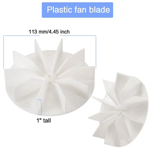Plastic fan blade for Bathroom Vent Fan Motor Replacement Kit 50CFM 120V, compatible with Nutone Broan, 113 mm diameter.