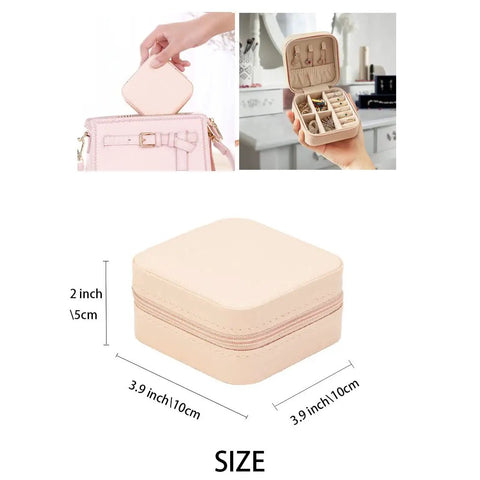 Palm Sized Travel Jewelry Case Pink Mini Portable Jewelry Box For Rings Earrings Pendants Watches Necklaces And Lipstick Organizer