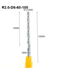 Carbide milling cutter, 6 mm diameter, 2-flute tapered ball end, 100 mm total length, Amazon brand