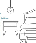 Diagram of Sleek Modern Glass Pendant Light 1 Light With Brushed Nickel Finish Clear And Etched Glass Mini Pendant over bedside.