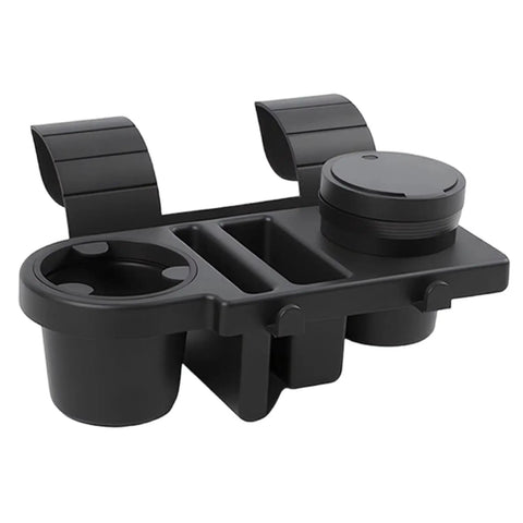 Boss Grade Rattle Free Cup Holder For Tesla Cybertruck And Rock Solid Engineered Abs Mount with two cup holders and lid.