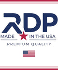 RDP logo highlighting Made in the USA with red star and flag, emphasizing premium quality craftsmanship.