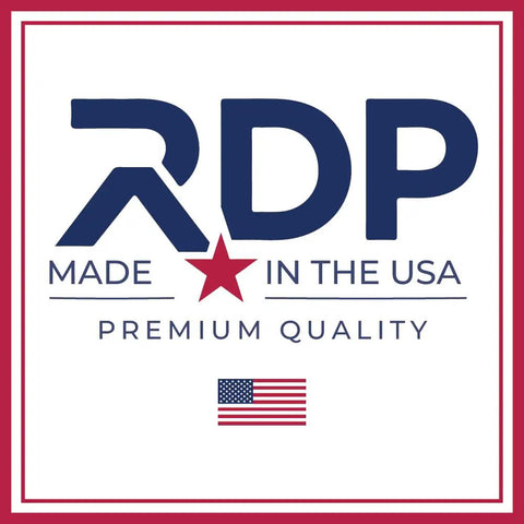 RDP logo highlighting Made in the USA with red star and flag, emphasizing premium quality craftsmanship.