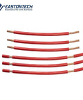 Automatic Wire Cut And Strip Machine Boasting Dead Simple Controls And Zero Drama Mechanics For Smooth Precision Work, showing red wire with copper ends.