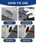 Pro Grade Rubber Grommet Kit For Wiring Pack Of 190 showing installation guide with measurement and wire insertion steps