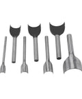 Half Round Leather Punch Cutter Set 7 Piece DIY Leather Craft Tool for wallets belts straps with solid steel ends 10-40 mm.