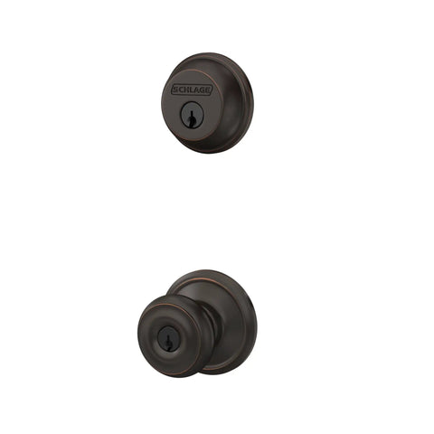 Georgian Style Front Door Deadbolt Lock In Aged Bronze Easy Install Single Cylinder Keyed Entry Built Tough For Home Security
