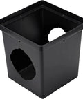 12 Inch Square Catch Basin Drain With Two Openings, Connects To 3 Inch, 4 Inch, 6 Inch And 8 Inch Drain Pipes, plastic black