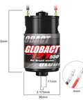550 12T Brushed RC Motor For 1x10 Scale Traxxas Slash Rustler Stampede And Arrma Granite Senton Typhon Beefy Torque Upgrade With 22500 RPM, labeled with measurements