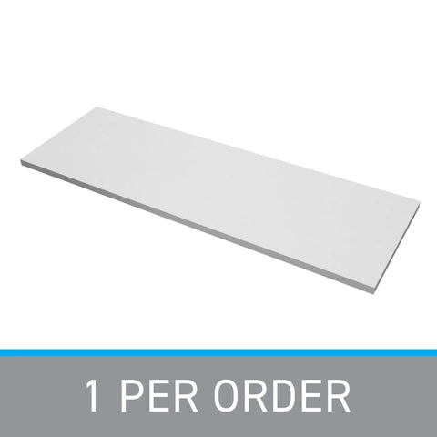 White Melamine Shelf Board Dope Durable Cabinet Replacement Shelf 36 Inch Long 12 Inch Wide For Cabinets Retail Thrift Business Home Or Office Storage Sleek And Sturdy, angled view