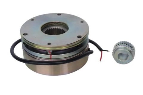 Electromagnetic forklift brake assembly with splined hub and DC24V wiring