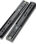 Two black Soft Close Drawer Slides With 3 Fold Full Extension Telescoping Rails For Heavy Duty Drawers, 18 Inch