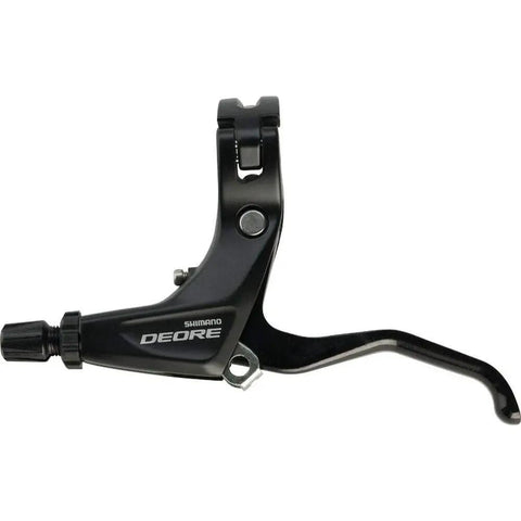 Left Side BL-T610 2-Finger Mountain Bike V-Brake Lever in black, showing lightweight and durable aluminum design for precise stopping.
