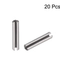 Pro Grade Heavy Duty Badass Slotted Spring Pins M1.5 By 6mm 304 Stainless Steel Split Rolling Dowel Fasteners, 20 pcs, close-up view.