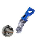 Portable Pneumatic Rebar Cutter With Strong Hydraulic Power For Cutting Steel Bars Up To 20mm, showing cutting head in action.