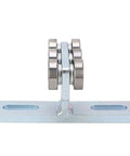 Heavy Duty 6 Wheel Trolley Electric Hoist With Silent Rolling Bearings For Sliding Doors, showing galvanized steel silent grooved bearings.