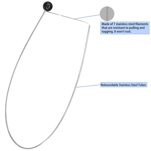Heavy Duty Button Master Car Emergency Tool Long Reach Grabber 60cm Stainless Steel Tube And Wire Rope, Easy One Hand Operation, No Installation Required, Great For Reaching Hidden Car Buttons
