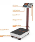 Precision Digital Floor Scale Heavy Duty Folding Platform with HD screen, non-slip platform, and adjustable scale feet.