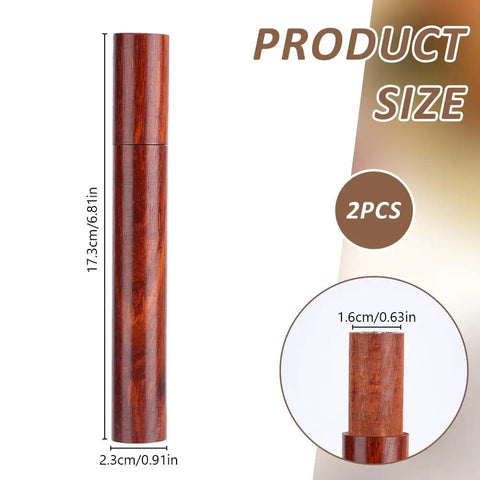 Premium Vintage Hardwood Incense Tube Set Dual Pack Storage Case For Aromatherapy Essentials, showing size details 6.81x0.91 in.