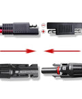 10AWG Solar Panel Connector Cable SAE to MC4 Adapter PV Extension for RV Caravan Battery Charger and Generator SAE Polarity Reverse Durable 30A 600V Copper Wire Versatile Off Grid RV Solar Panel Extension Cable For Easy Hookups connectors and polarity adapters close-up