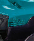 Close-up of the 3-stage cutting height adjustment on the 18V LXT Cordless Grass Shear With Hedge Trimmer Blade, tool settings visible.