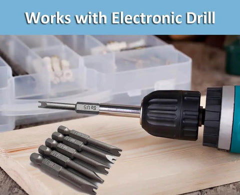 Heavy Duty U Shaped Spanner Screwdriver Bit Set, 5 Piece S2 Steel Magnetic Power Drill Kit with electric drill and bits.