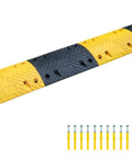 Eco XPT Speed Bump Kit With Cable Channel For Private Roads And Parking Lots Heavy Duty Plastic Rubber Reflective Black Yellow
