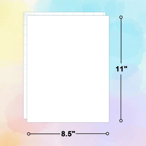 Dark Fabric Heat Transfer Paper For Inkjet And Laser Printers 20 Sheets 8.5x11 shown with dimensions on pastel background