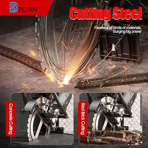 Heavy Duty Electric Concrete Ring Saw 5200W Handheld Cutting Tool With Built In Water Pump cutting through concrete and red brick.