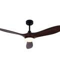 Pwefhsdjvh Ceiling Fan with Remote Control 48W LED Light 6 Speeds Quiet featuring wooden blades and soft white light.