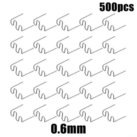 500 Pack Plastic Welding Staples for Heat Gun Bumper Repair Kit, 0.6mm silver wave design, 500pcs shown