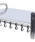 Heavy Duty Six Hook Wall Mounted Coat Rack Super Sturdy Vertical Entryway Organizer with sturdy steel hooks and shelf.