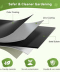 Illustration showing layers of the 2 Pack Raised Garden Bed 8x4x2ft Galvanized Steel Planter Box Kit includes color, zinc, and steel coatings