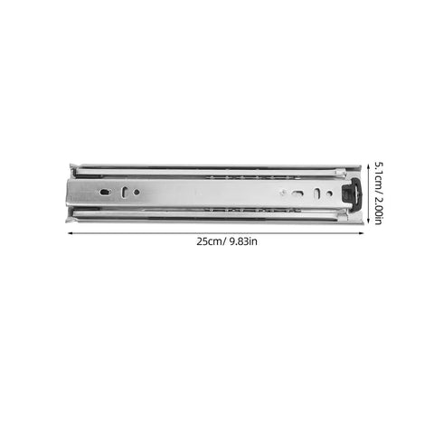Two Pack Stainless Steel Drawer Slides, Bottom Mounted Concealed Under-Drawer Guides, Heavy Duty, Smooth Glide, Durable Cabinet Hardware, No Exposed Rails, Easy Install, Professional Grade, 25cm x 5.1cm