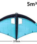 Ride-Ready Inflatable Wing Foil For Wind Wing Foiling And Kitesurfing, Quiver-Ready Blue Kite, 5m³ size, 370cm by 200cm