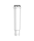 Front view of water filter cartridge for KitchenAid espresso machines; white cylindrical body with gray top