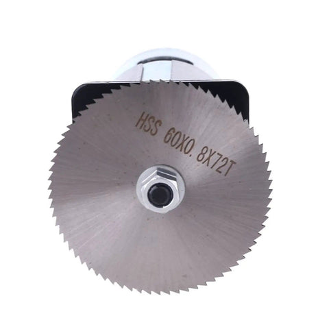 Front view of DC 12V Table Saw Motor Kit With Mounting Bracket And Saw Blade For Woodworking DIY Projects, Ultra Durable With Five Copper Windings And Cooling Fan For Quick Assembly And Clean Precise Cuts.