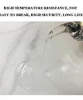 Liquid being poured, showcasing high temperature resistance and durability, on a marble surface.
