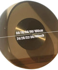 Top view of Big Round Glass Lazy Susan Turntable for Dining Table with Quiet Bearings, multiple sizes marked, smooth surface.