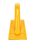 Built Tough As Nails Woodworking Push Block With Rock Solid Grip For Safe Table Saw Router Jointer Operations Heavy Duty ABS Construction In Bright Yellow front view showing non-slip handle.
