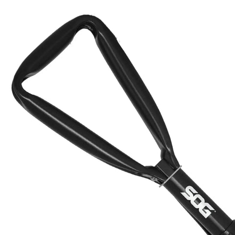 Handle of Foldable Survival Shovel With Wood Saw Edge 18.25 Inch E Tool Tactical Shovel Carry Case Built For Camping Hunting