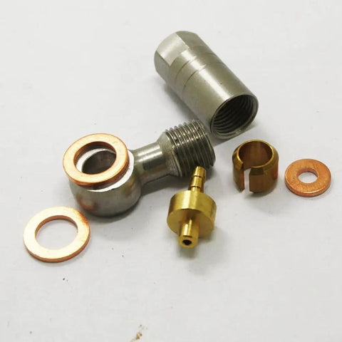 Pro Grade Hydraulic Brake Hose Fittings Feature Copper Olive Head Connectors For Tech3 V4 E4 X2 Supermoto Bike Ensure Tight Seals And Reliable Flow Built From Aluminum Alloy For Long Life And Leak Proof Works Rad On Streets Or Tracks For Performance, brake fitting kit with copper olive and aluminum alloy parts