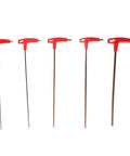 Absolute Beast 5 Piece T Handle Hex Wrench Set Forged From S2 Alloy Steel Heavy Duty Mechanical Repair Car Mechanic Work Rock Solid Build Quality With Full Size Range For CNC Machines And Garage Tool Organization Kits, five red T-handle hex wrenches