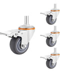 Heavy Duty Swivel Caster Wheels With Brakes Noiseless Rubber Castors shown in a 4-pack set for furniture and trolleys