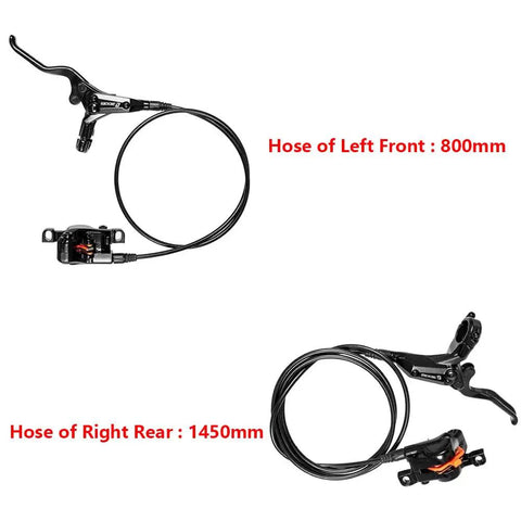 HB770 Hydraulic Disc Brakes For Mountain Bikes With 2 Piston Aluminum Alloy Left Front 800mm Hose Right Rear 1450mm Hose