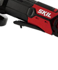 Close-up of Plug And Play Angle Grinder With Ripping 8 Amp Motor And 5 Inch Cutting Disc showing ergonomic handle and paddle switch.